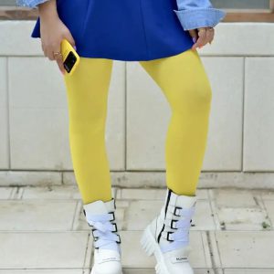 جوراب شلواری زرد رنگ