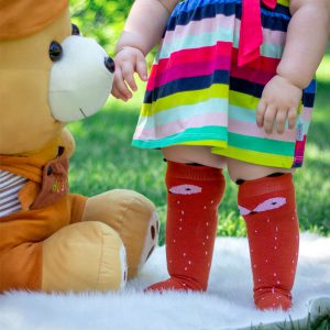 جوراب خالخالی بلند بچه گانه طرح روباه