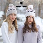 کلاه بافتنی دخترانه تارتن طرح ژاکارد لب برگرد کد TR11 - Image 2