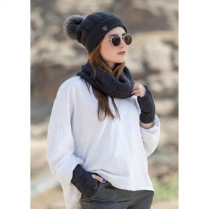 شال و کلاه بافتنی مشکی