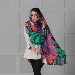 شال نخی طرح بنفش