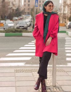 ست مانتو قرمز با شال و روسری