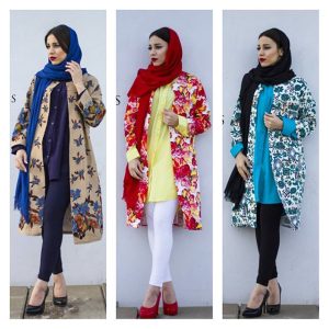 ست مانتو طرح دار با شال و روسری