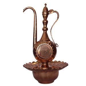 آفتابه لگن طرح دار مسی