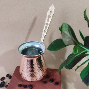 قهوه جوش مسی دسته برنجی طرح ترک