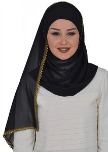 روسری مشکی حاشیه دار