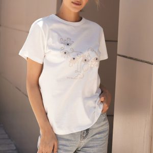 تی شرت دخترانه طرح چشم نظر رنگ سفید