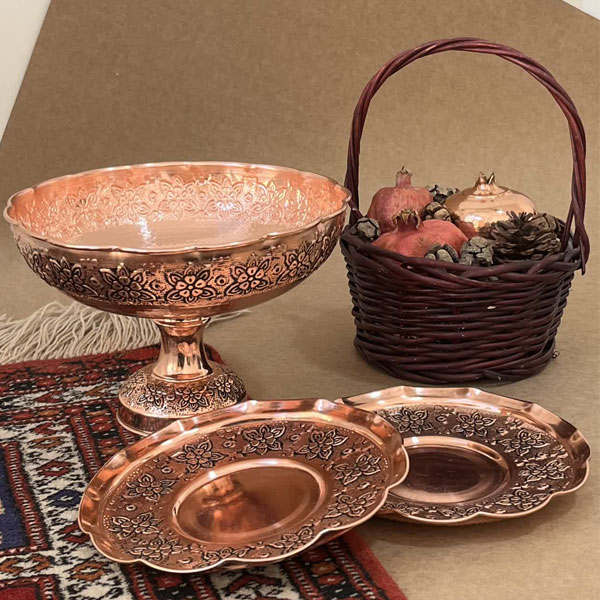 ظروف پذیرایی مسی سیاه قلم