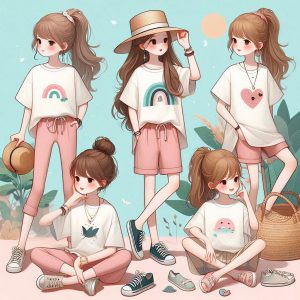 استایل دخترانه با تی شرت 