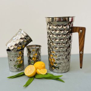 ست هفت تکه پارچ و لیوان مسی کروم سه بعدی