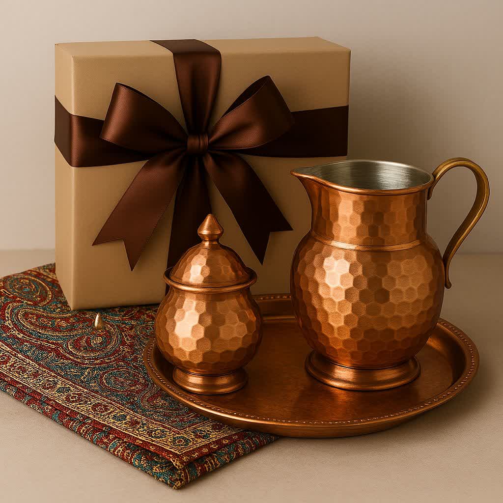 ست ظروف هدیه مسی