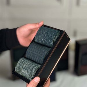 پک 3 تایی جوراب ساقدار مردانه ژاکارد سبز