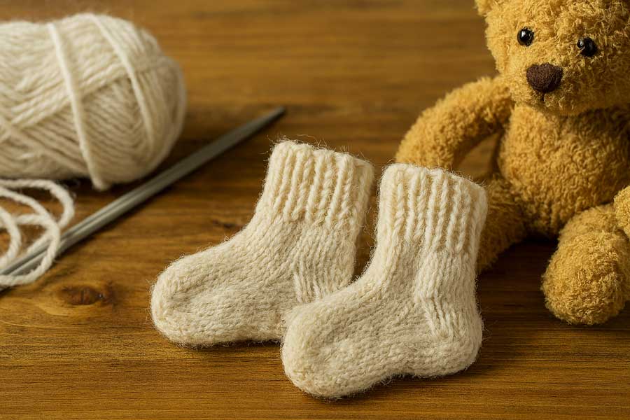 برای بافت جوراب نوزاد چند دانه سر میندازیم