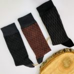 پک 3 تایی جوراب ساقدار مردانه ژاکارد دودی ( پنبه) کد PH1076.2 - Image 2