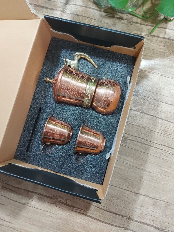 ست فنجان و قهوه جوش مسی کادویی کد HS64 - Image 5