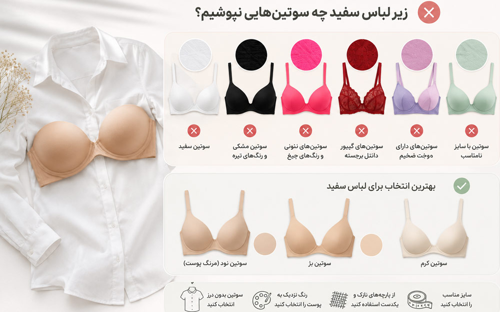 زیر لباس سفید از چه سوتینهایی استفاده نکنیم؟
